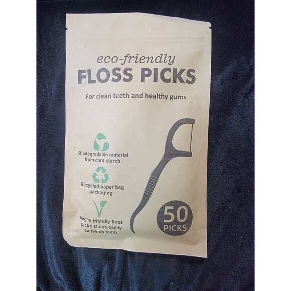 Eco-Friendly Floss Picks Biodegradable Vegan-Friendly 50 Count Natural Corn Star - Picture 1 of 1
